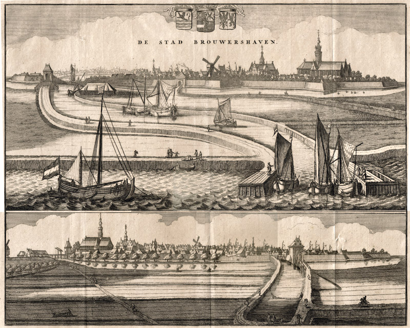 Gezicht op Brouwershaven 1696 Smallegange